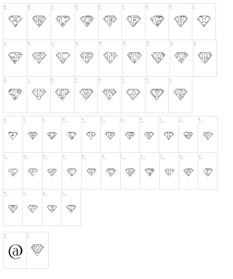 Pauls Super Font font map